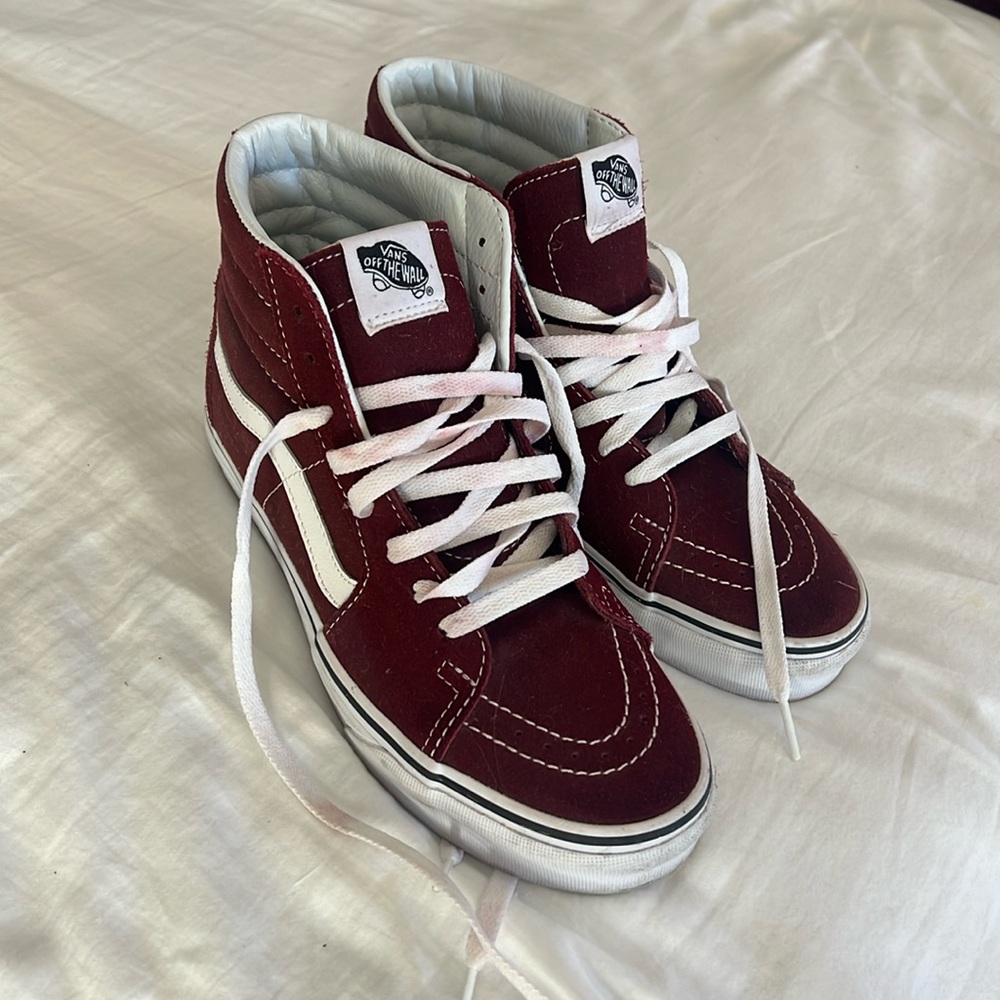 Worn once or twice VANS red high tops.